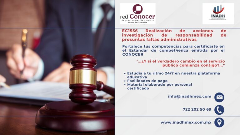 Curso-taller: EC1556: “Realización de acciones de investigación de responsabilidad de presuntas faltas administrativas “